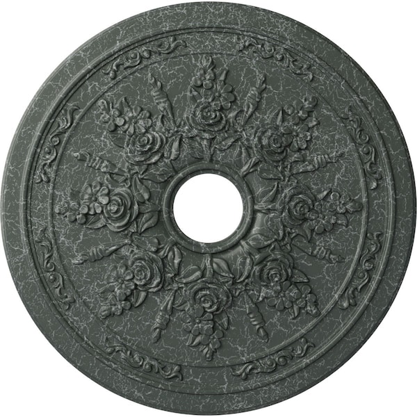 Ekena Millwork Rose and Ribbon Medallion (Canopies up to 4"), 23 5/8"OD x 4"ID x 1 1/2"P, Athenian Green Crackle CM23ROAGC - main